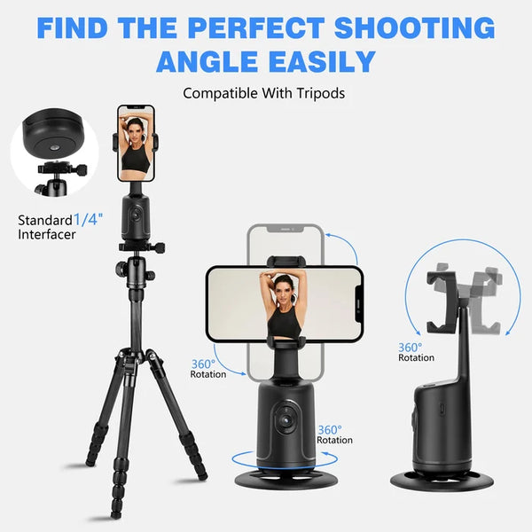 360 Rotation Auto Face Tracking AI Camera Phone Holder