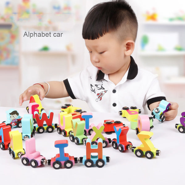 Magnetic Number Train English Letter Building Block Toy